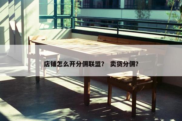 店铺怎么开分佣联盟？ 卖货分佣？