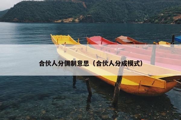 合伙人分佣制意思（合伙人分成模式）