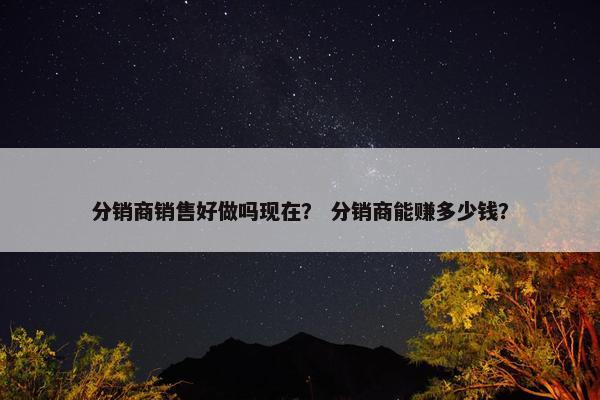 分销商销售好做吗现在？ 分销商能赚多少钱？
