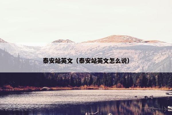 泰安站英文（泰安站英文怎么说）