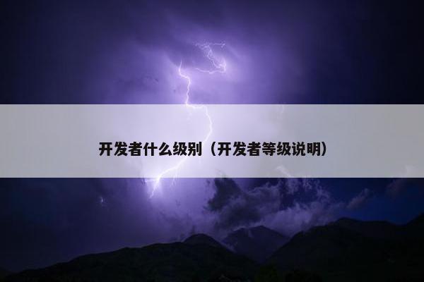 开发者什么级别（开发者等级说明）