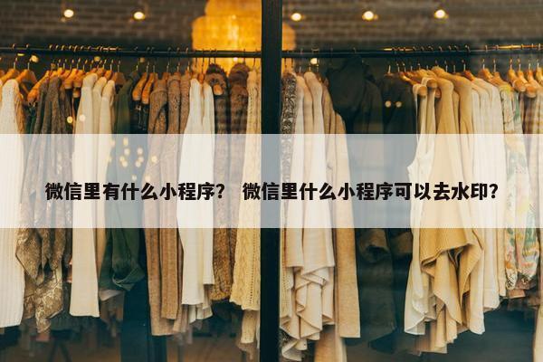 微信里有什么小程序？ 微信里什么小程序可以去水印？