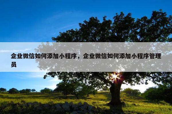 企业微信如何添加小程序，企业微信如何添加小程序管理员