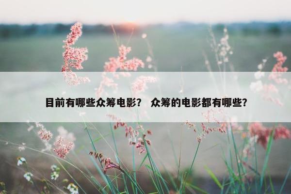 目前有哪些众筹电影？ 众筹的电影都有哪些？