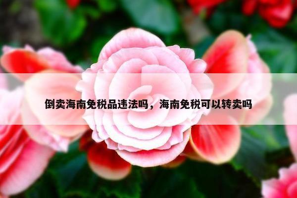 倒卖海南免税品违法吗，海南免税可以转卖吗