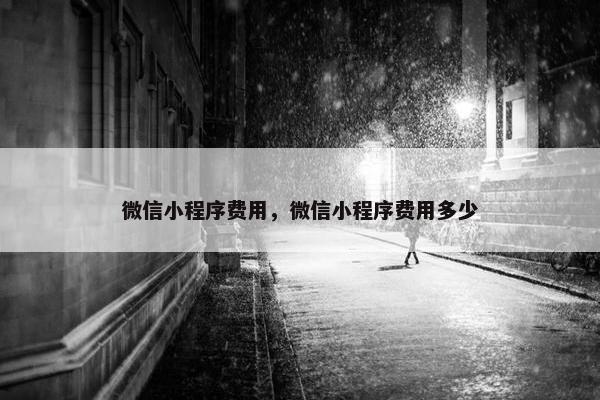 微信小程序费用，微信小程序费用多少