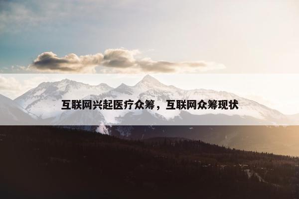 互联网兴起医疗众筹，互联网众筹现状