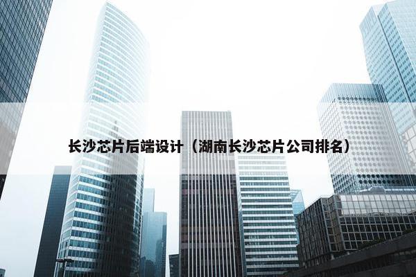 长沙芯片后端设计（湖南长沙芯片公司排名）