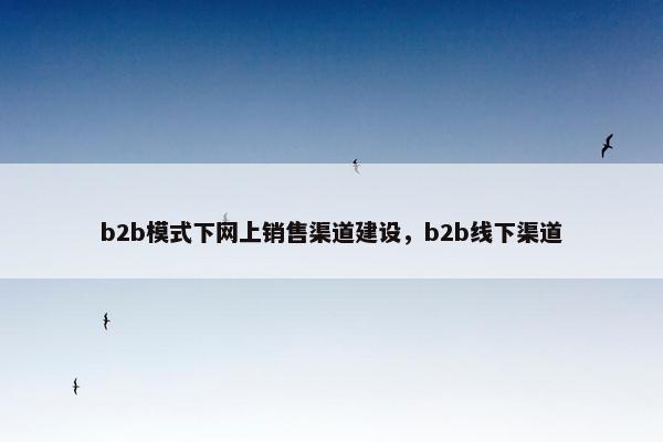 b2b模式下网上销售渠道建设，b2b线下渠道