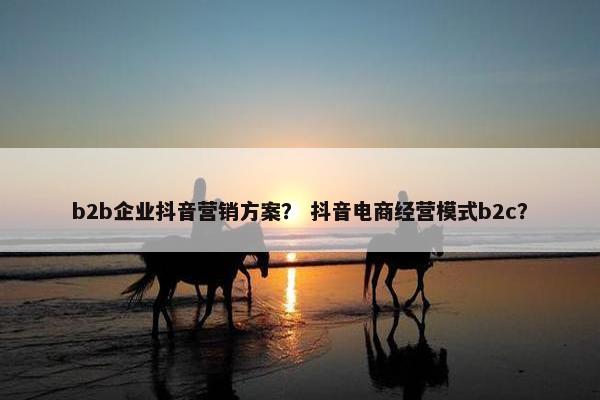 b2b企业抖音营销方案？ 抖音电商经营模式b2c？
