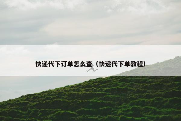 快递代下订单怎么查（快递代下单教程）