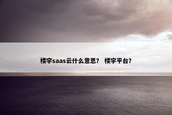 楼宇saas云什么意思？ 楼宇平台？