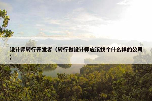 设计师转行开发者（转行做设计师应该找个什么样的公司）