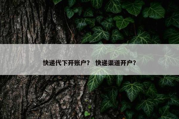 快递代下开账户？ 快递渠道开户？