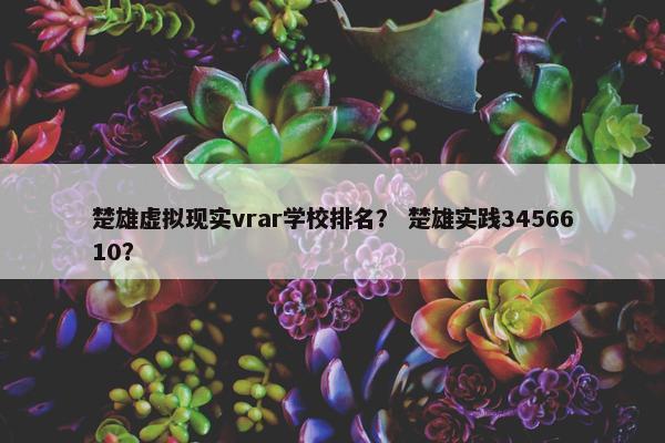 楚雄虚拟现实vrar学校排名？ 楚雄实践3456610？