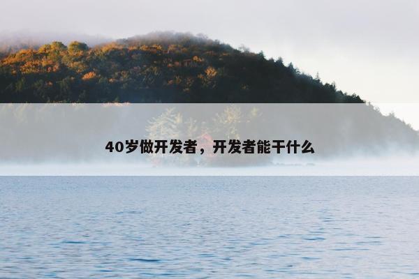 40岁做开发者，开发者能干什么