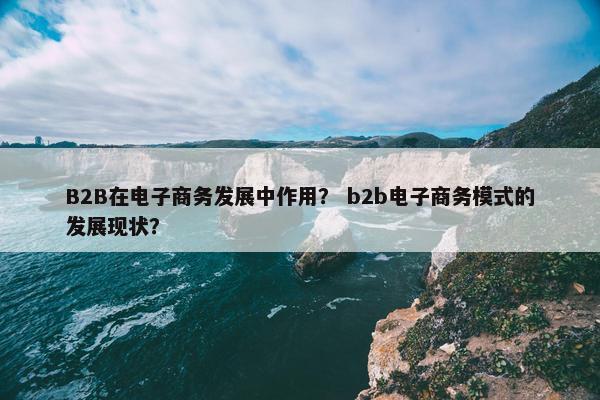 B2B在电子商务发展中作用？ b2b电子商务模式的发展现状？