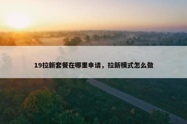 19拉新套餐在哪里申请，拉新模式怎么做