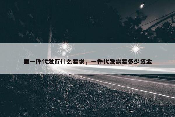 里一件代发有什么要求，一件代发需要多少资金