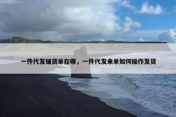 一件代发铺货单在哪，一件代发来单如何操作发货