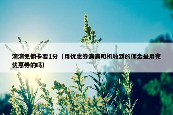 滴滴免佣卡要1分（用优惠券滴滴司机收到的佣金是用完优惠券的吗）