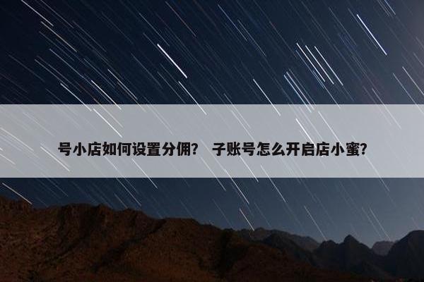 号小店如何设置分佣？ 子账号怎么开启店小蜜？