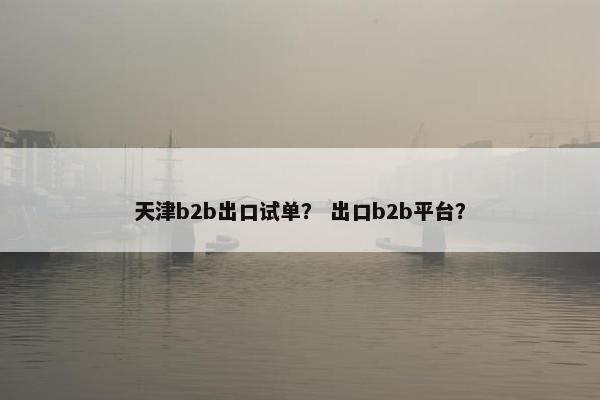 天津b2b出口试单？ 出口b2b平台？