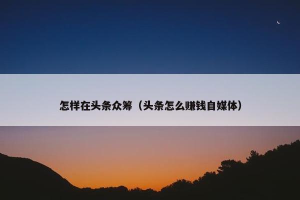 怎样在头条众筹（头条怎么赚钱自媒体）