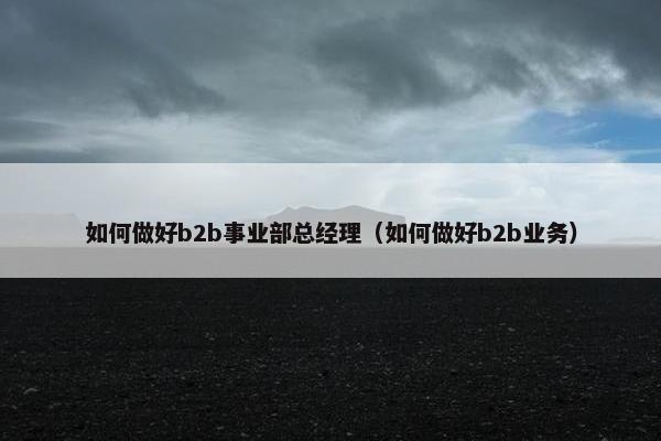 如何做好b2b事业部总经理（如何做好b2b业务）