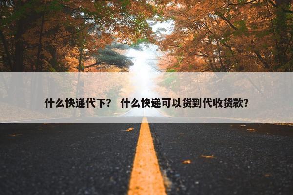 什么快递代下？ 什么快递可以货到代收货款？