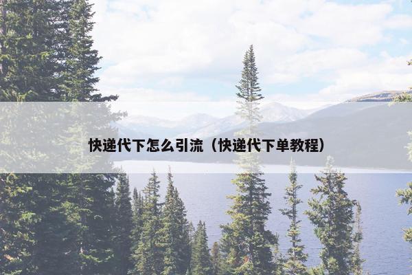 快递代下怎么引流（快递代下单教程）