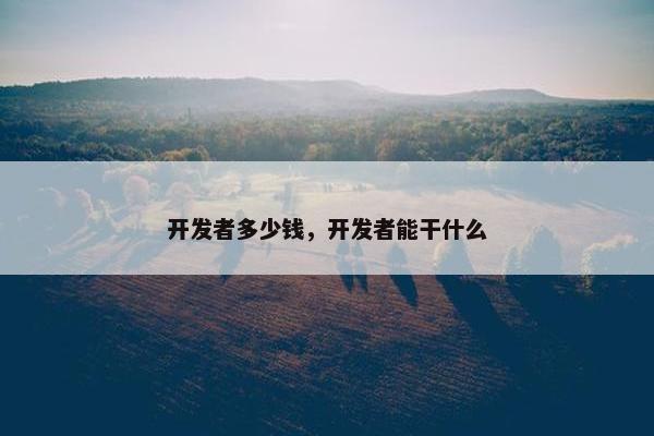 开发者多少钱，开发者能干什么