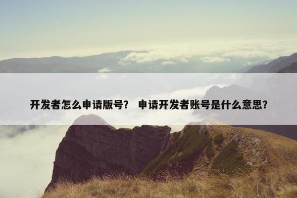 开发者怎么申请版号？ 申请开发者账号是什么意思？