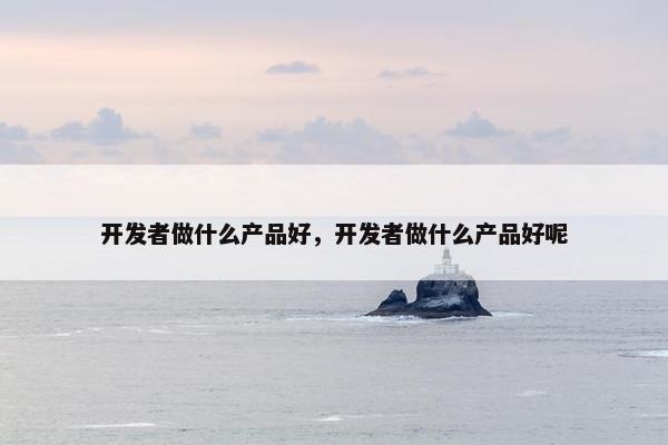 开发者做什么产品好，开发者做什么产品好呢