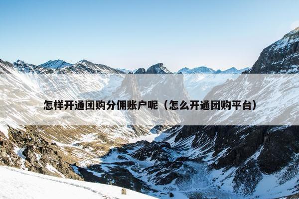 怎样开通团购分佣账户呢（怎么开通团购平台）