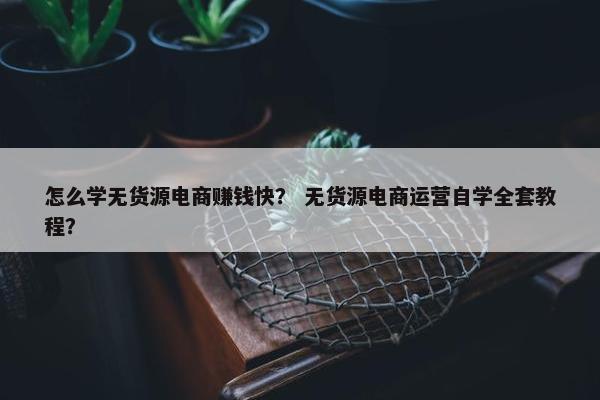 怎么学无货源电商赚钱快？ 无货源电商运营自学全套教程？