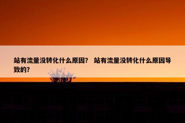 站有流量没转化什么原因？ 站有流量没转化什么原因导致的？