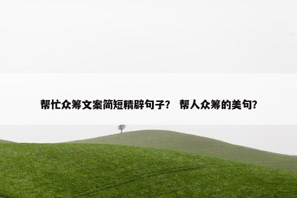帮忙众筹文案简短精辟句子？ 帮人众筹的美句？