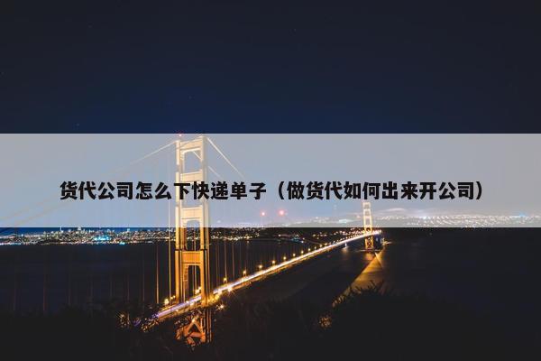 货代公司怎么下快递单子（做货代如何出来开公司）