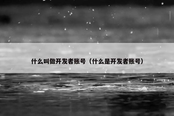 什么叫做开发者账号（什么是开发者账号）