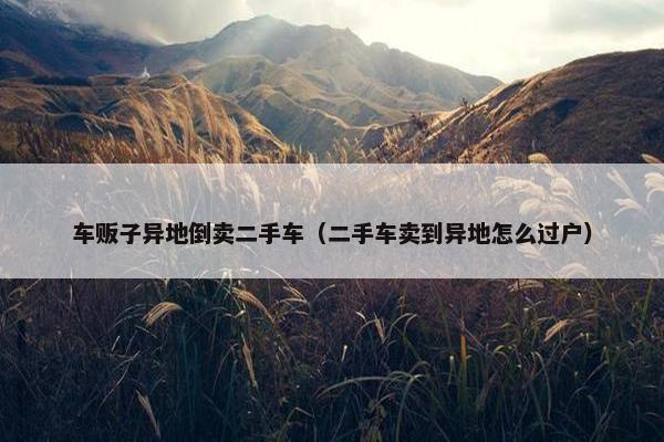 车贩子异地倒卖二手车（二手车卖到异地怎么过户）