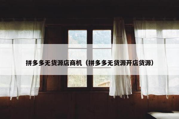 拼多多无货源店商机（拼多多无货源开店货源）