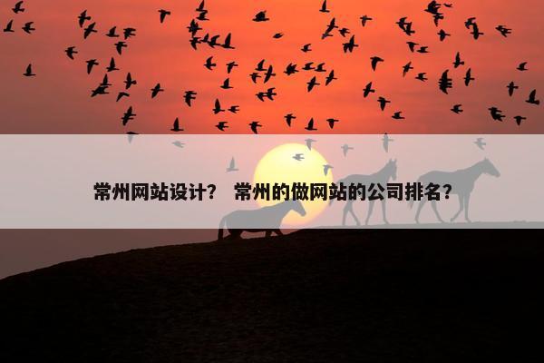 常州网站设计？ 常州的做网站的公司排名？