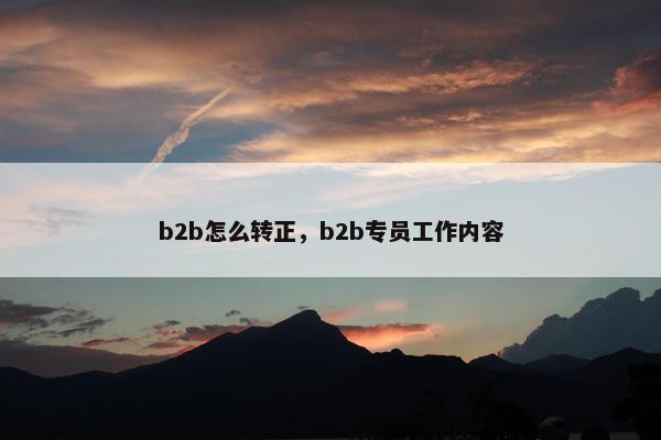 b2b怎么转正，b2b专员工作内容