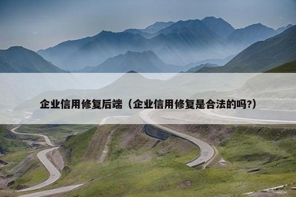 企业信用修复后端（企业信用修复是合法的吗?）