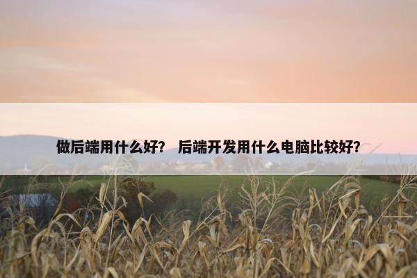做后端用什么好？ 后端开发用什么电脑比较好？