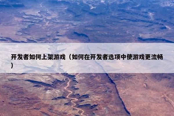 开发者如何上架游戏（如何在开发者选项中使游戏更流畅）