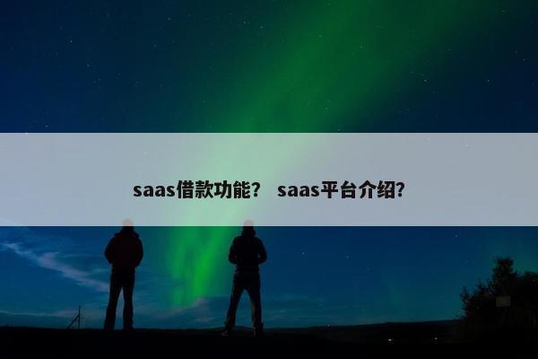 saas借款功能？ saas平台介绍？