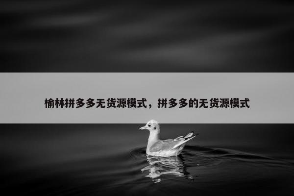 榆林拼多多无货源模式，拼多多的无货源模式