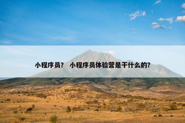 小程序员？ 小程序员体验营是干什么的？